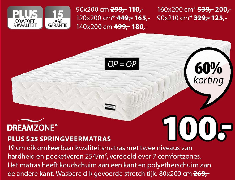 Dreamzone   matras folder aanbieding bij  Jysk - details