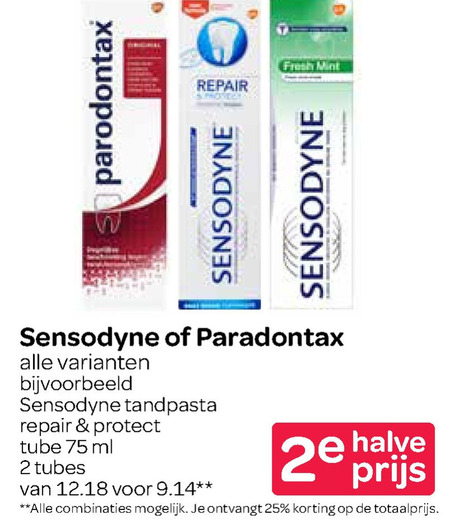 Sensodyne   tandpasta folder aanbieding bij  Spar - details