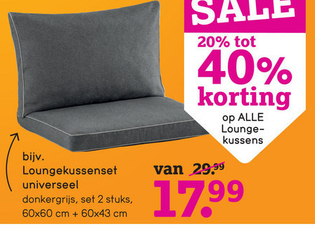 rust Op en neer gaan Aardbei loungekussen folder aanbieding bij Leenbakker - details