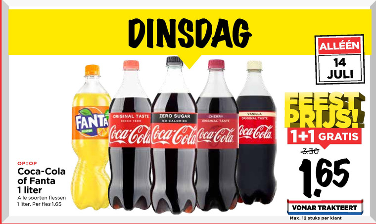 Coca-Cola   frisdrank, cola folder aanbieding bij  Vomar - details