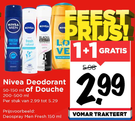 Nivea   douchegel, deodorant folder aanbieding bij  Vomar - details