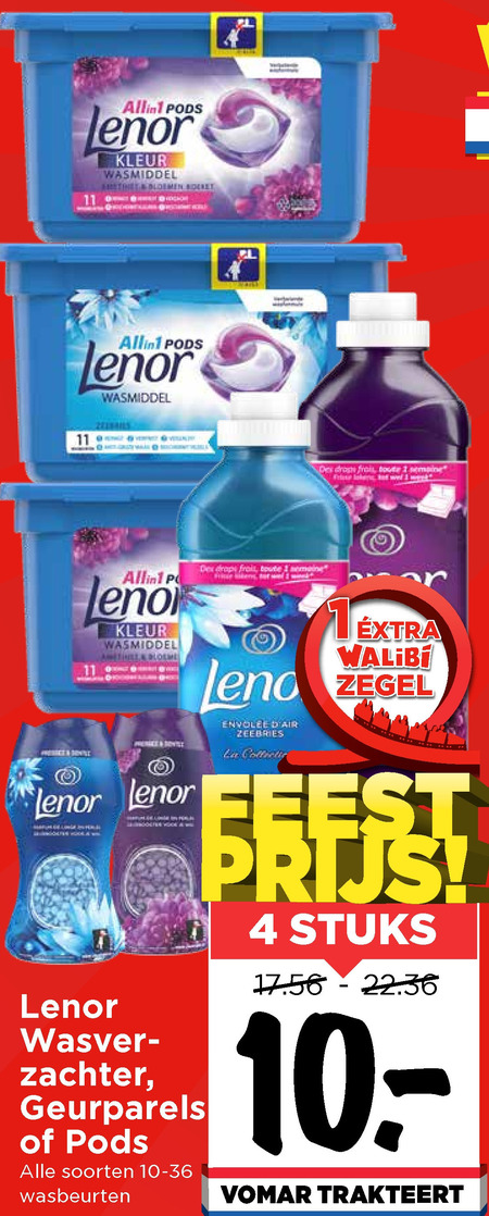 Lenor   wasmiddel, wasverzachter folder aanbieding bij  Vomar - details