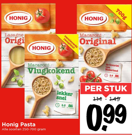 Honig   macaroni, spaghetti folder aanbieding bij  Vomar - details