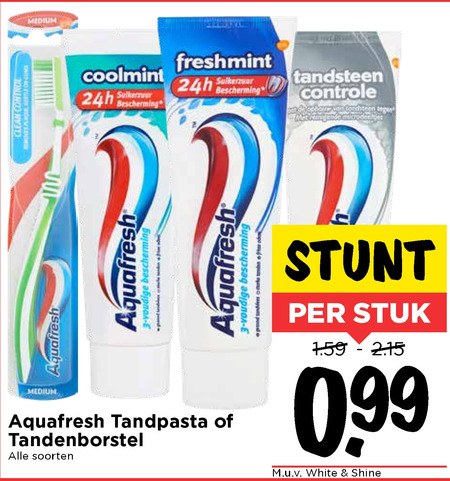 Aquafresh   tandpasta, tandenborstel folder aanbieding bij  Vomar - details