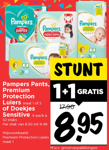 Pampers   billendoekjes, luiers folder aanbieding bij  Vomar - details