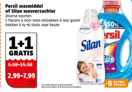 Silan   wasverzachter, wasmiddel folder aanbieding bij  Poiesz - details