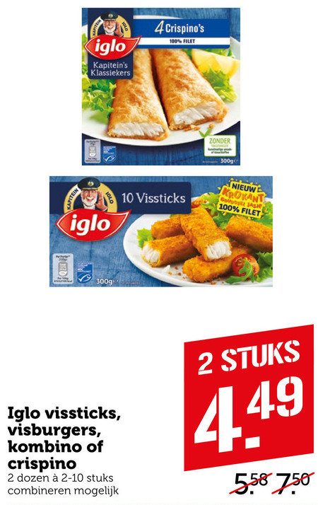 Iglo   visschnitzel, visburgers folder aanbieding bij  Coop - details