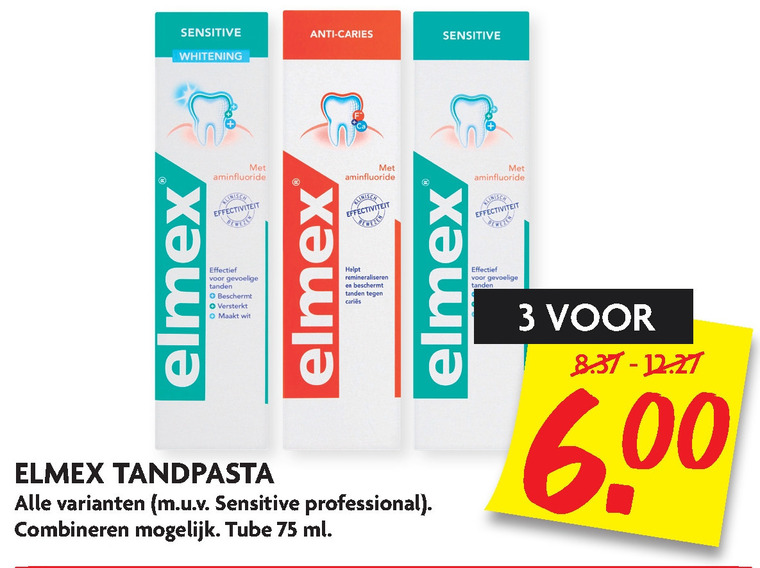 Elmex   tandpasta folder aanbieding bij  Dekamarkt - details