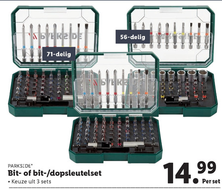 Parkside   dopsleutelset, schroefbitset folder aanbieding bij  Lidl - details