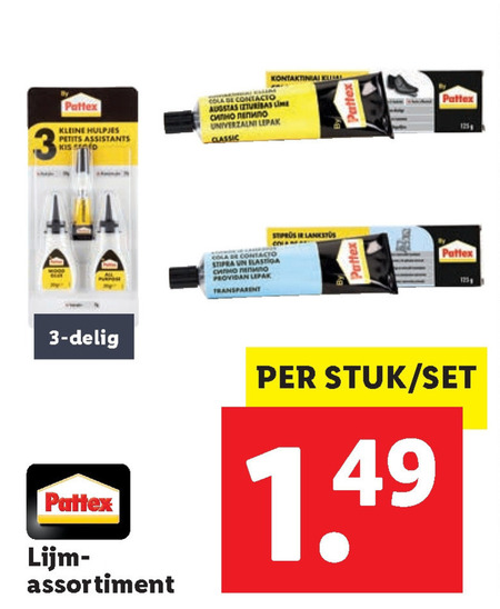 Pattex   lijm, secondelijm folder aanbieding bij  Lidl - details