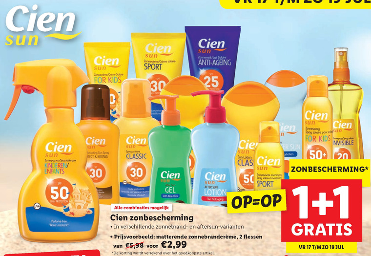 Cien   aftersun, zonnebrandolie folder aanbieding bij  Lidl - details