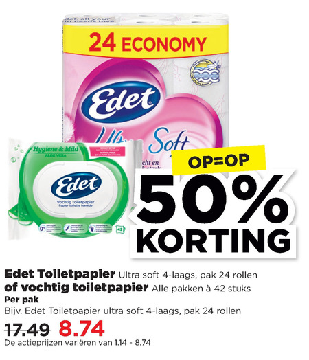 Edet   toiletpapier, vochtig toiletpapier folder aanbieding bij  Plus - details