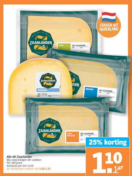 Zaanlander   kaas, kaasplakken folder aanbieding bij  Albert Heijn - details