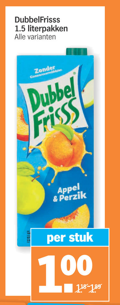 Dubbelfrisss   fruitdrank folder aanbieding bij  Albert Heijn - details