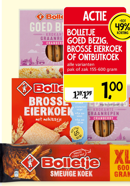 Bolletje   mueslireep, eierkoek folder aanbieding bij  Jan Linders - details