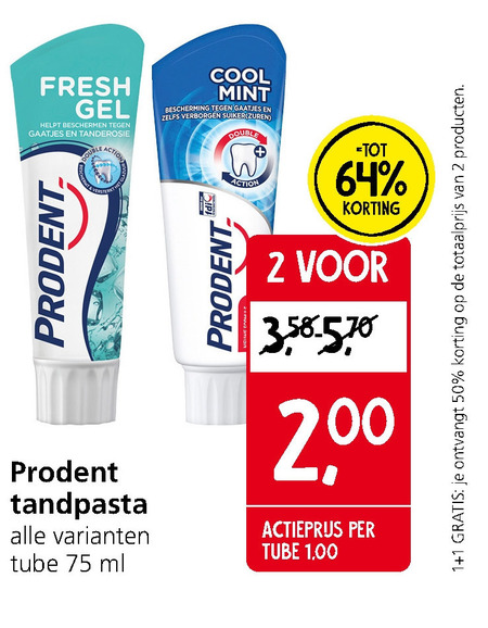 Prodent   tandpasta folder aanbieding bij  Jan Linders - details