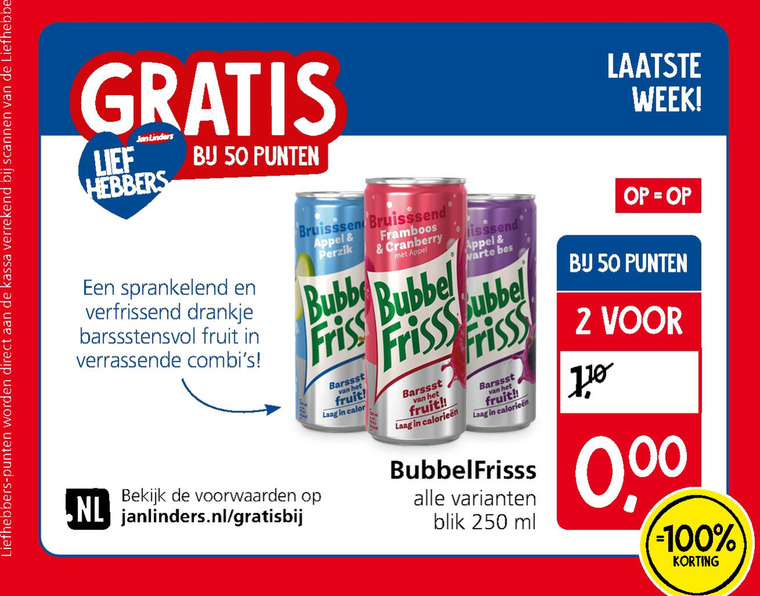 Bubbelfrisss   frisdrank folder aanbieding bij  Jan Linders - details