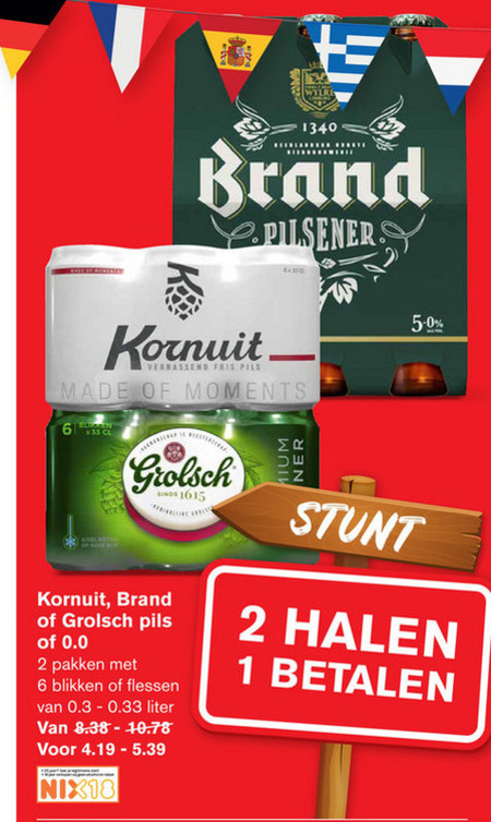 Brand   blikje bier, alcoholvrij bier folder aanbieding bij  Hoogvliet - details