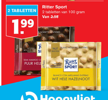 Ritter Sport   chocolade folder aanbieding bij  Hoogvliet - details