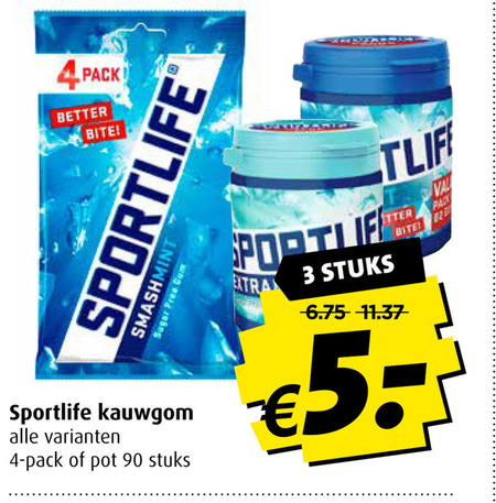 Sportlife   kauwgom folder aanbieding bij  Boni - details