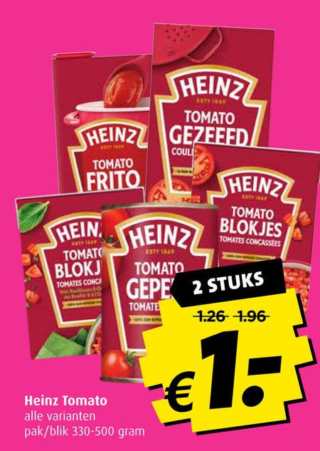 Heinz   tomatenpuree, tomatenblokjes folder aanbieding bij  Boni - details