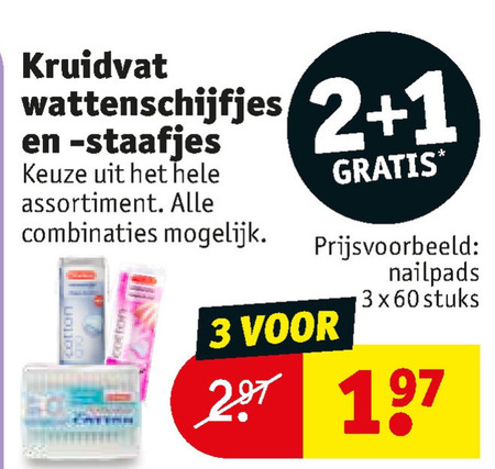 Kruidvat Huismerk   wattenstaafjes, wattenschijfjes folder aanbieding bij  Kruidvat - details