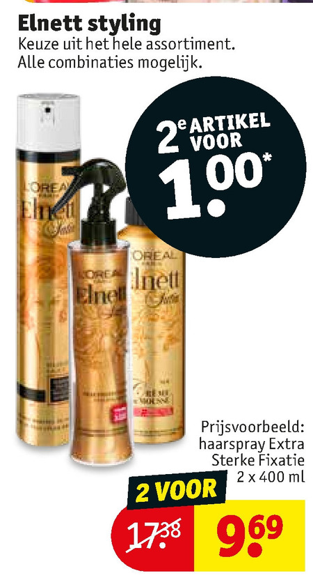 Elnett   hairspray folder aanbieding bij  Kruidvat - details