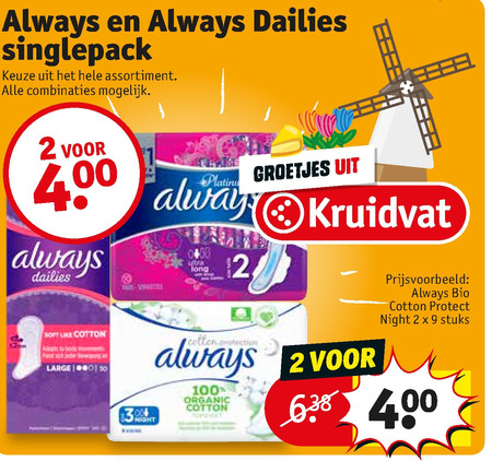 Always   inlegkruisjes, maandverband folder aanbieding bij  Kruidvat - details