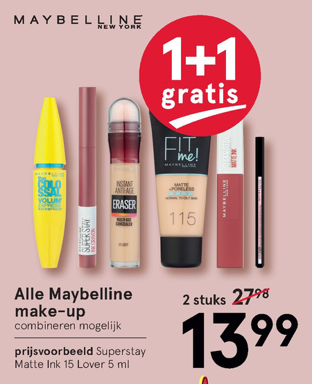 Maybelline   oogpotlood, gezichtspoeder folder aanbieding bij  Etos - details