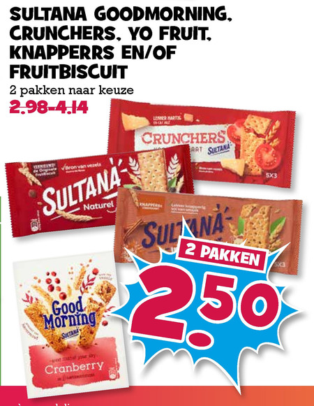 Sultana   hartige biscuits, fruitbiscuit folder aanbieding bij  Boons Markt - details