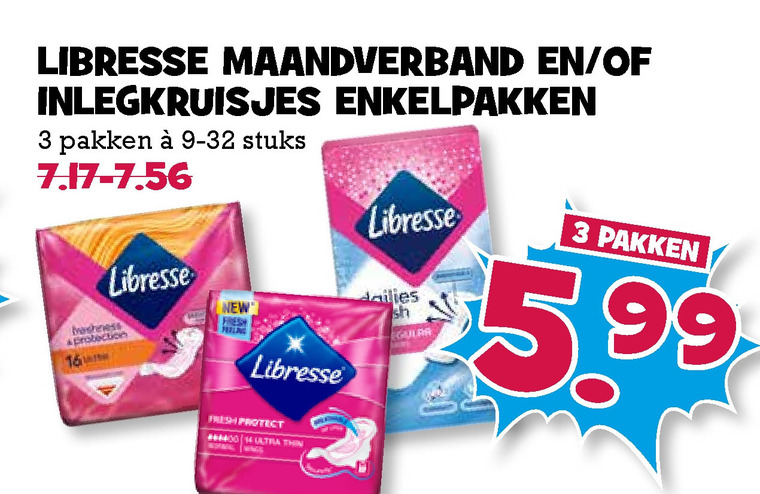 Libresse   inlegkruisjes, maandverband folder aanbieding bij  Boons Markt - details