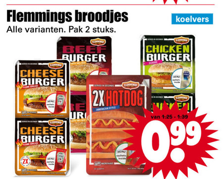 Flemmings   frikandelbroodjes, broodje hotdog folder aanbieding bij  Dirk - details