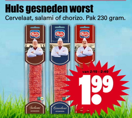 Huls   cervelaatworst, chorizo folder aanbieding bij  Dirk - details