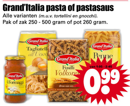 Grand Italia   fusilli, pastasaus folder aanbieding bij  Dirk - details