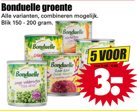 Bonduelle   groenteconserven, rode kool folder aanbieding bij  Dirk - details