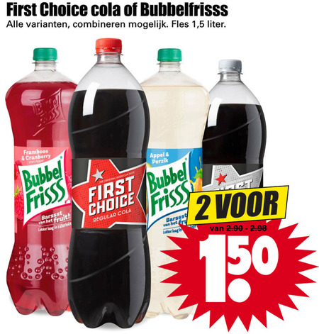 First Choice   cola, frisdrank folder aanbieding bij  Dirk - details