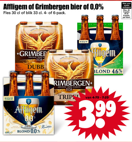 Grimbergen   alcoholvrij bier, speciaalbier folder aanbieding bij  Dirk - details