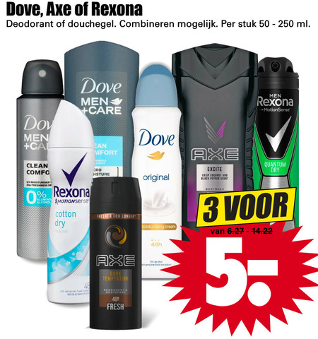 Dove   douchegel, deodorant folder aanbieding bij  Dirk - details