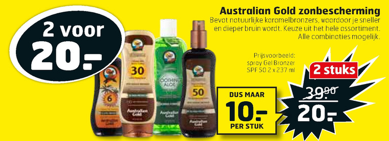 Australian Gold   aftersun, zonnebrandolie folder aanbieding bij  Trekpleister - details