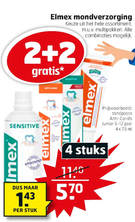 Elmex   mondwater, tandenborstel folder aanbieding bij  Trekpleister - details