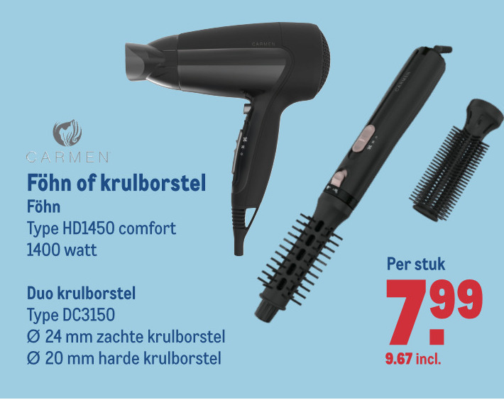 Carmen   fohn, krulborstel folder aanbieding bij  Makro - details