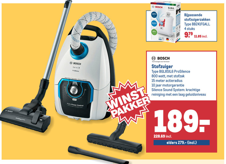 Bosch   stofzuiger folder aanbieding bij  Makro - details