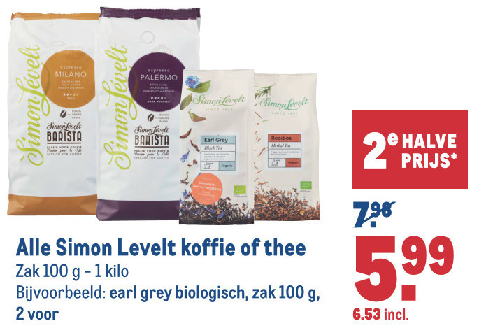 Simon Levelt   koffiebonen, thee folder aanbieding bij  Makro - details