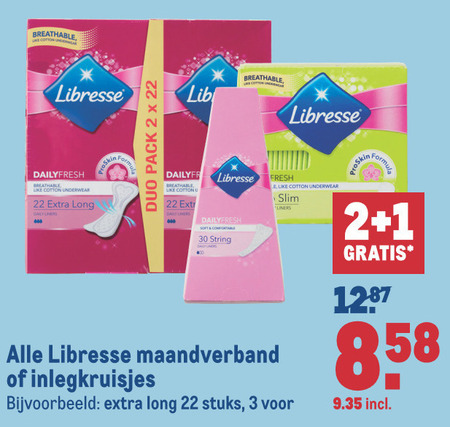 Libresse   inlegkruisjes, maandverband folder aanbieding bij  Makro - details