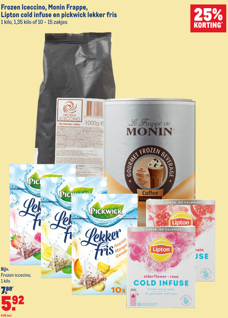 Lipton   thee, ijskoffie folder aanbieding bij  Makro - details