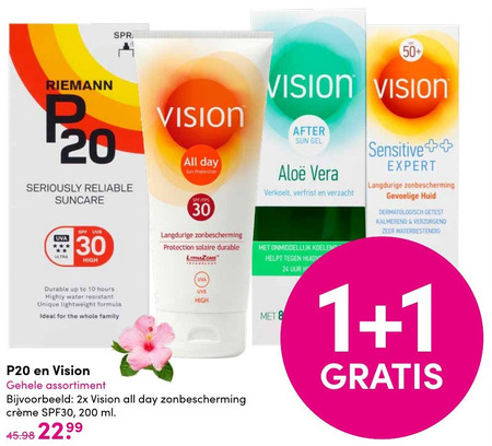 Vision   aftersun, zonnebrandolie folder aanbieding bij  DA - details