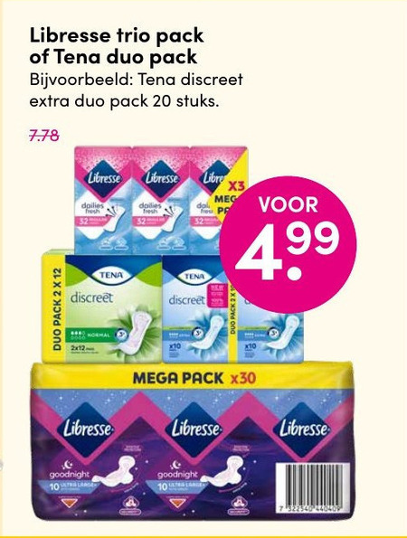 Libresse   inlegkruisjes, maandverband folder aanbieding bij  DA - details