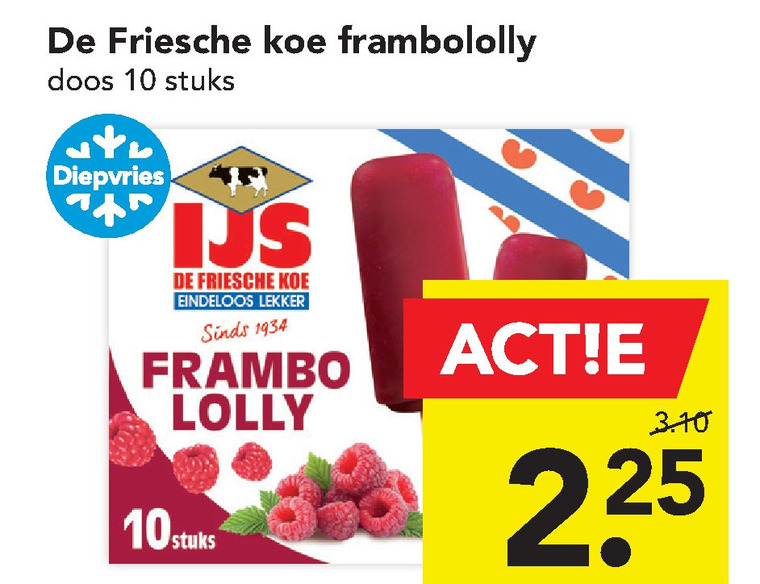 De Friesche Koe   ijslollies, waterijs folder aanbieding bij  Deen - details