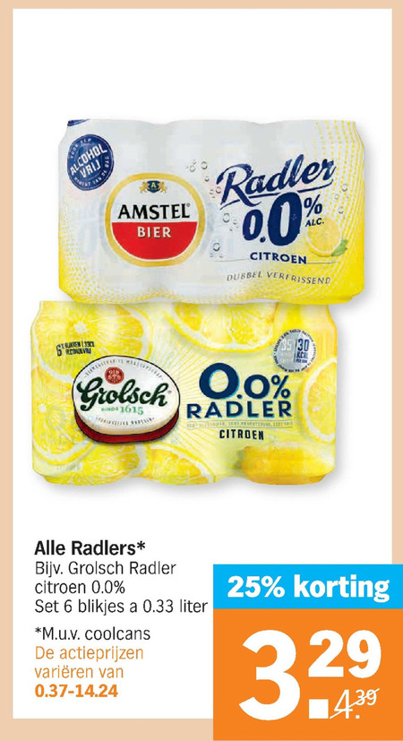 Grolsch   radler bier folder aanbieding bij  Albert Heijn - details