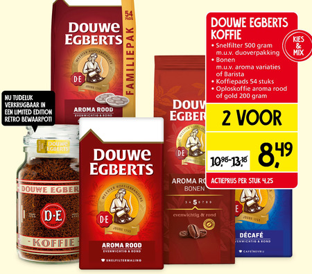 Douwe Egberts   koffiebonen, koffiepad folder aanbieding bij  Jan Linders - details